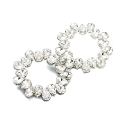 Crystal Teardrop Ring Alloy Rhinestone Stud Earrings for Women, Crystal, 68mm