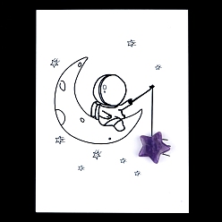 Аметист Украшение из резных фигурок из натурального аметиста, для домашнего украшения рабочего стола, Подарочная карта своими руками с вдохновением, звезда, 15x15 мм