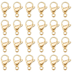 Настоящее золото 24K 100шт 304 застежки-карабины из нержавеющей стали, застежки на спусковой крючок, реальный 24 k позолоченный, 9x6x3 мм, отверстие : 1 мм