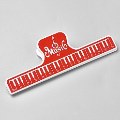 Red Plastic Clips, Piano & Musical Note/Treble Clef, Red, 149x48.5x24.5mm, Hole: 5.5mm
