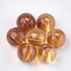 Sandy Brown Acrylic Beads, Imitation Gemstone Style, Round, Sandy Brown, 8x7.5mm, Hole: 1.6mm, about 1850pcs/500g