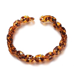 Saddle Brown Handmade Opaque Acrylic Cable Chains, Unwelded, Leopard Print Pattern, Saddle Brown, 39.37 inch(100cm), Link: 9x6.5x1.7mm, 1m/strand