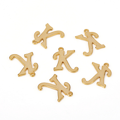 Letter K 201 подвески из нержавеющей стали, лазерная резка, буквы, золотые, letter.k: 15x13x1.2 мм, отверстие : 1 мм
