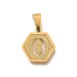 Letter O 304 прелести нержавеющей стали, реальный 18 k позолоченный, шестиугольник с подвеской в виде буквы, Письмо O, 15x14x1.5 мм, отверстие : 3x5.5 мм