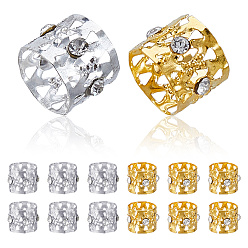 (52) Непрозрачная лаванда 60 шт. 2 цвета алюминиевые и стразы дреды плетение бусины, для укладки волос, колонка, разноцветные, 12.5x10.5 мм, внутренний диаметр: 11.5 мм, 30 шт / цвет