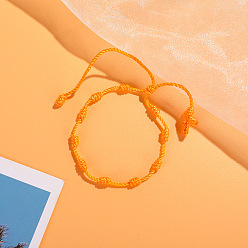 Темно-Оранжевый Браслеты из переплетенных бусин из нейлонового шнура, Браслеты из четок для пары друзей, темно-оранжевый, 6-1/4~11-3/4 дюйм (16~30 см)