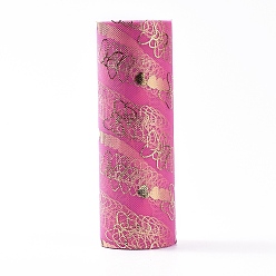 Deep Pink Bowknot & Heart Deco Mesh Ribbons, Tulle Fabric, Tulle Roll Spool Fabric For Skirt Making, Deep Pink, 6 inch(15cm), about 10yards/roll(9.144m/roll)