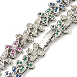 Разноцветный Ожерелья с звеньями бабочки из латуни и циркония, долговечный, без кадмия и без свинца, платина, красочный, 16.30 дюйм (41.4 см)