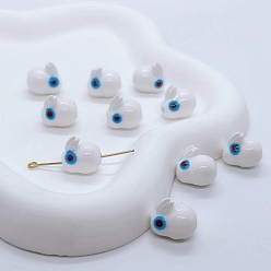 Белый 10шт. фарфоровые бусины ручной работы, для аксессуаров ручной работы своими руками, для украшения ожерелья/браслета, кролик, белые, 13.5 мм, отверстие : 2 мм