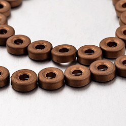 с Покрытием Меди Гальванизировать немагнитных синтетический гематит бисер пряди, матовые, пончик, с медным покрытием, 8x3 мм, отверстие : 1 мм, около 47 шт / нитка, 15.7 дюйм