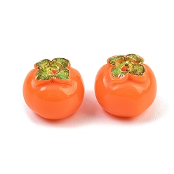 Other Fruits Непрозрачные смоляные бусины в форме фруктов, темно-оранжевый, хурма, 16x13 мм, отверстие : 1.5 мм