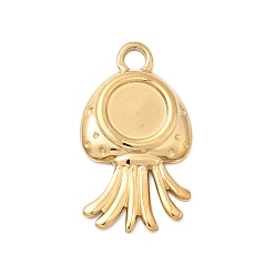 Jellyfish 304 Настройки кабошон из нержавеющей стали кулон, коллекция океана, ионное покрытие (ip), золотые, медуза, лоток : 8 мм, 27x15x3 мм, отверстие : 3 мм