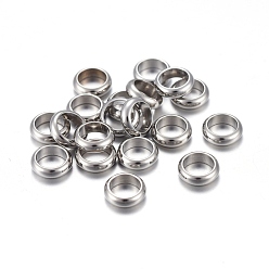 Stainless Steel Color 201 Stainless Steel Spacer Beads, Rondelle, Stainless Steel Color, 7x2mm, Hole: 5mm