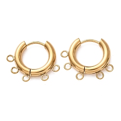 Golden 304 Stainless Steel Hoop Earring Findings, Round, with 5-Loops, Ion Plating(IP), Long-Lasting Plated, Golden, 16.5x21x3mm, Hole: 1.8mm