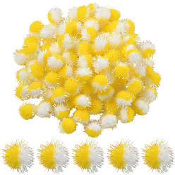 Желтый 100шт полиэстеровый помпон, для шапок обувь шарфы подвески на сумку аксессуары, желтые, 13.5 мм