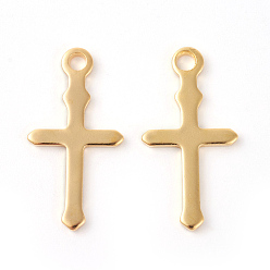 Golden 201 Stainless Steel Pendants, Cross, Golden, 24x12x1mm, Hole: 2mm
