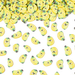 Шампанско-Желтый Ручной полимерной глины кабошонов, банан, шампанское желтый, 7~9x4~6x0.5~1.5 мм, Около 20000 шт / 500 г