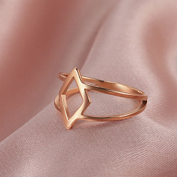 Розовое Золото Кольцо из нержавеющей стали, ромб, розовое золото , размер США 11 (20.6 мм)