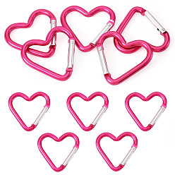 Фуксиновый 5пружинные кольца из цинкового сплава, сердце, красно-фиолетовые, 43.2x42 мм