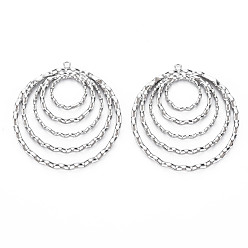 Нержавеющая Сталь Цвет Подвески из нержавеющей стали, не тускнеющие, без кадмия, без никеля и без свинца, волнистых плоские круглые, цвет нержавеющей стали, 36x33x2 мм, отверстие : 1.5 мм
