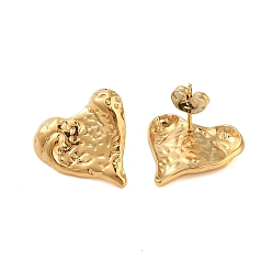 Real 18K Gold Plated Ion Plating(IP) 304 Stainless Steel Earrings, Heart, Real 18K Gold Plated, 17x18mm