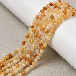 Jade Topazee Topaze naturelle brins de perles de jade, ronde, 3~3.5mm, Trou: 0.7mm, Environ 115~125 pcs/chapelet, 16 pouce