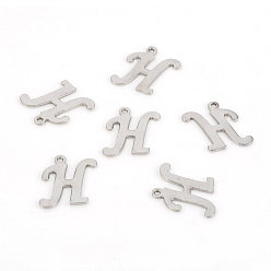 Letter H Не тускнеющие 201 подвески из нержавеющей стали, лазерная резка, буквы, цвет нержавеющей стали, letter.h: 14x12x1.2 мм, отверстие : 1 мм