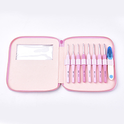 Gemischte Farbe Werkzeug-Sets, Häkelnadel, mit tpr & pp griff, Scheren, Gemischte Farbe, 19x17.5x2.5 cm, Stift: 2.5 mm / 3 mm / 3.5 mm / 4 mm / 4.5 mm / 5 mm / 5.5 mm / 6 mm