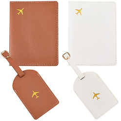 (52) Непрозрачная лаванда 2шт. багажная бирка из искусственной кожи и 2шт. комплект обложек для паспорта, прямоугольные, разноцветные, 165x70x7 мм