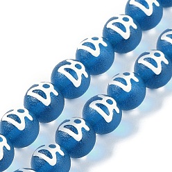 Стально-синий Бусины лэмпворк , Имитация бусин Дзи в тибетском стиле, круглые, стальной синий, 12 мм, отверстие : 1.6 мм