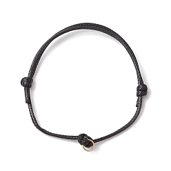 Золотой Изготовление браслета из вощеного полиэфирного шнура с регулируемой длиной, с 304 кольцами из нержавеющей стали, чёрные, золотые, внутренний диаметр: 2-3/8~5-1/8 дюйм (6~13 см)