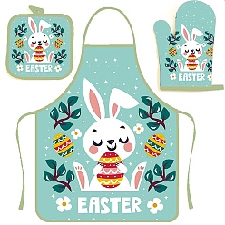 Orange Easter Theme Polyester Sleeveless Apron and Gloves, with Double Shoulder Belt, Orange, 800x600mm