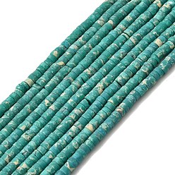 Темный Голубой Окрашенные нити синтетических бус императорской яшмы, матовые, Плоский круглый / диск, Heishi бусы, темные голубые, 4~4.5x2~2.5 мм, отверстие : 0.9 мм, около 160~163 шт / нитка, 14.53''~14.72'' (36.9~37.4 см)