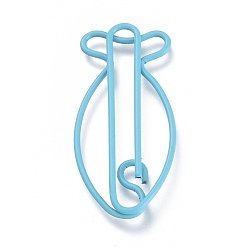 Sky Blue Fish Shape Iron Paperclips, Cute Paper Clips, Funny Bookmark Marking Clips, Sky Blue, 33x15x2mm
