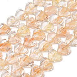 Bisqué Cuentas de murano transparente hechas a mano, corazón, sopa de mariscos, 14x15.5~16x5.5~6.5 mm, agujero: 0.7 mm, sobre 24 unidades / cadena, 13.15~13.23'' (33.4~33.6 cm)