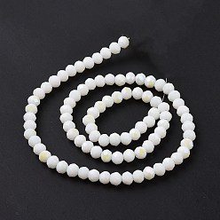 White Electroplate Opaque Solid Color Glass Beads Strands, Half Rainbow Plated, Faceted, Rondelle, White, 8x6mm, Hole: 1mm, about 65~68pcs/strand, 15.7~16.1 inch(40~41cm)
