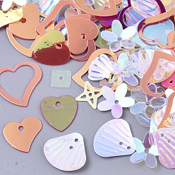 Коралловый Аксессуары для орнаментов, пластиковые пайетки / блестки из пвх, разнообразные, коралл, 3~13x3~13x0.4~1.5 мм, отверстие : 0.9~1.4 мм