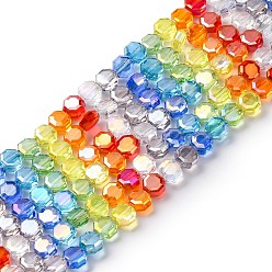 (52) Непрозрачная лаванда Нити стеклянных бусин с гальваническим покрытием и градиентным цветом, плоско-круглые, граненые, разноцветные, 6.5x5.5x3 мм, отверстие : 1.5 мм, около 64 шт / нитка, 13.58'' (34.5 см)