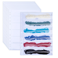 Blanco 6 Bolsas de muestras de PVC con compartimentos, Rectángulo, blanco, 292x220x0.5 mm, agujero: 6 mm y 9x6 mm, diámetro interior: 46x200 mm