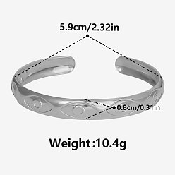 Нержавеющая Сталь Цвет 304 браслеты-манжеты из нержавеющей стали от сглаза для женщин, цвет нержавеющей стали, внутренний диаметр: 2-3/8 дюйм (5.9 см)