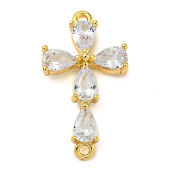 Настоящее золото 18K Стойка металлическая латунная микропрофилированная кубическая циркония подвески, без свинца и без кадмия, долговечный, перекрестной, реальный 18 k позолоченный, 27x15x5 мм, отверстие : 1.4 мм