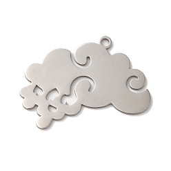 Stainless Steel Color Non-Tarnish 201 Stainless Steel Pendants, Cloud, Stainless Steel Color, 20x29x1mm, Hole: 1.6mm