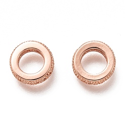 Розовое Золото Латунные микропаве прозрачные кубические циркониевые подвески, без кадмия и без свинца, долговечный, Кольца, розовое золото , 8x2 мм