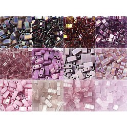 Purple 12 Colors MIYUKI Half TILA Beads, Japanese Seed Beads, 2 Hole, Mixed Style, Purple, 5x2.3x1.9mm, Hole: 0.8mm, 12 colors, about 75pcs/color, 900pcs/box