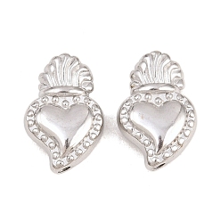 Stainless Steel Color Religion 304 Stainless Steel Pendants, Sacred Heart Charms, Stainless Steel Color, 18x12x5.5mm, Hole: 2mm