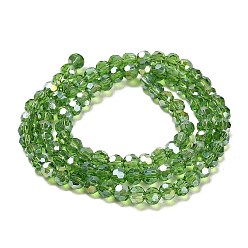 Зеленый Прозрачные стеклянные бусины, 32 граней, с покрытием AB цвета, круглые, зелёные, 4.5x4 мм, отверстие : 1 мм, около 94~95 шт / нитка, 13.98'' (35.5 см)