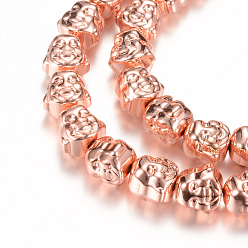 Rose Gold Plated Electroplate Non-magnetic Synthetic Hematite Bead Strands, Buddha, Rose Gold Plated, 8x8x7mm, Hole: 1mm, about 52pcs/strand, 16.2 inch