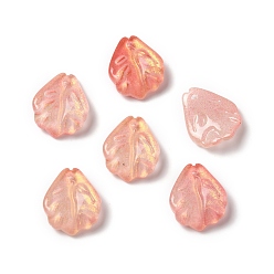 Dunkelorange Anhänger aus gefärbtem und erhitztem Glas, mit Glitzerpulver, Nelkenblütenblatt, dunkelorange, 17.5x15x4.5 mm, Bohrung: 1.4 mm