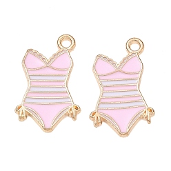Pink Alloy Enamel Pendants, Bikini Charms, Golden, Pink, 22x13.5x1mm, Hole: 1.6mm