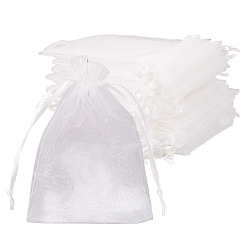 Белый 50мешки из органзы, мешочки для хранения ювелирных изделий, свадебные сувениры, сетчатые подарочные пакеты на шнурке, мешочки из органзы для попурри, белые, 12x9 см